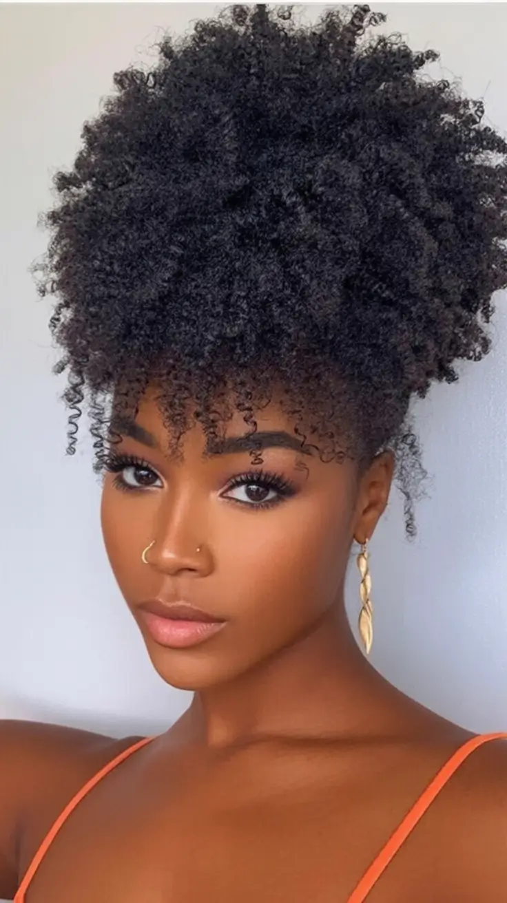 Beautiful Natural Hairstyles - Summer 2025 Inspo! Voluminous Crown Curls with Soft Fringe