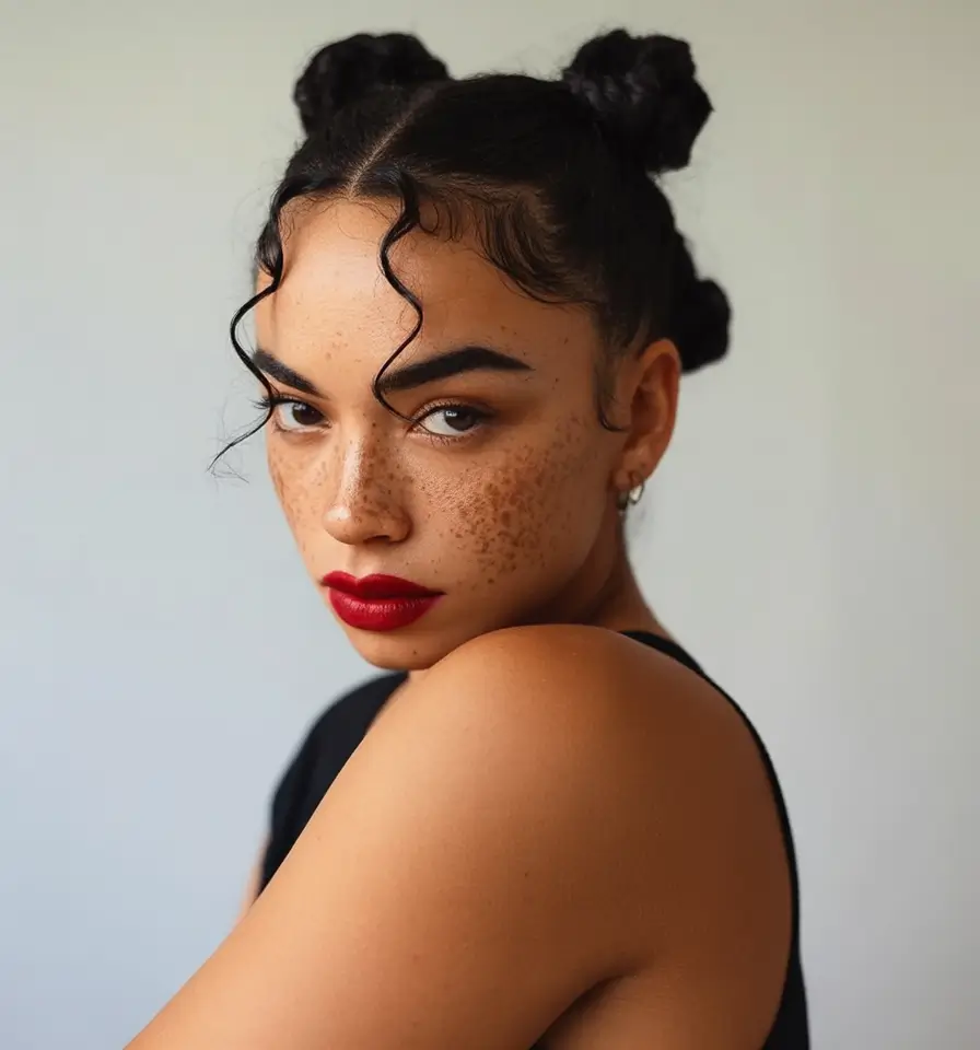 Beautiful Natural Hairstyles - Summer 2025 Inspo! Mini Space Buns with Defined Baby Hairs