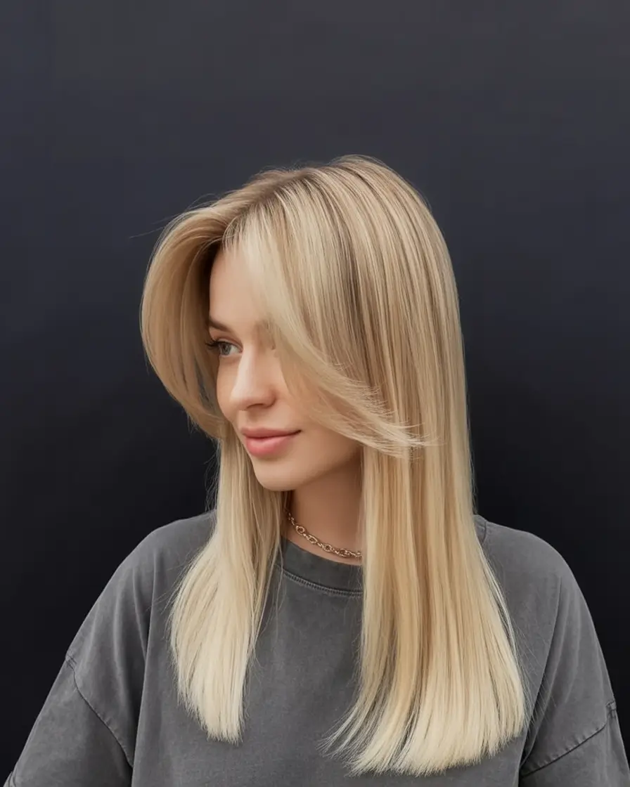 Beautiful Natural Hairstyles - Summer 2025 Inspo! Sleek Blonde Layers with Soft Curtain Bangs