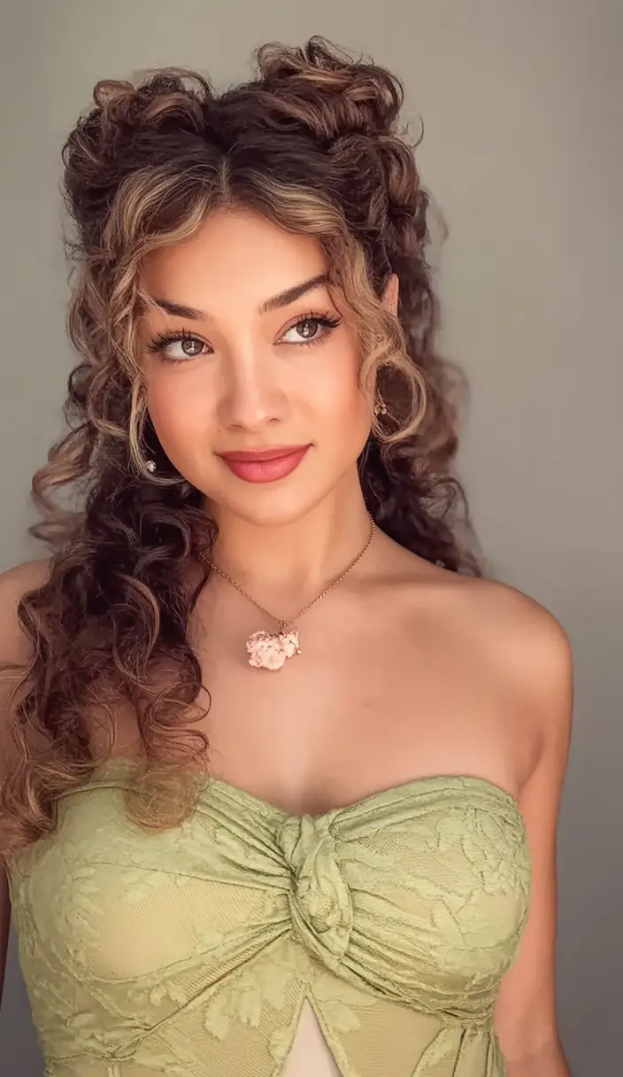 Beautiful Natural Hairstyles - Summer 2025 Inspo! Curly Pigtail Buns with Money Piece Highlights