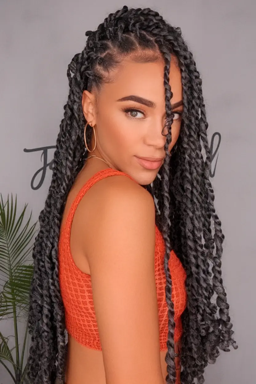 Beautiful Summer Braids for Black Women 2025 Soft Jumbo Twists with a Flirty Side Part