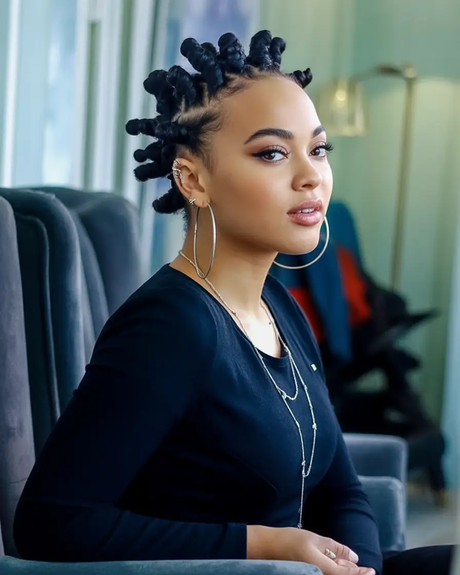 Beautiful Summer Braids for Black Women 2025 Mini Bantu Knots on Natural Base