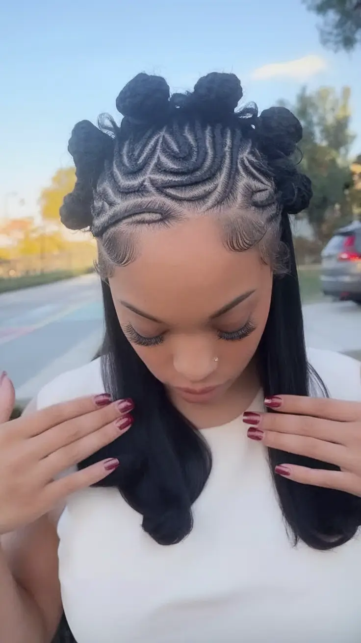 Beautiful Summer Braids for Black Women 2025 Goddess Bantu-Inspired Cornrow Swirls