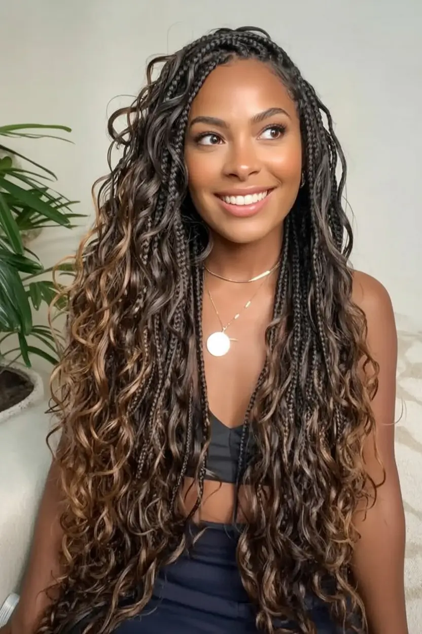 Beautiful Summer Braids for Black Women 2025 Boho Braids with Golden Highlights