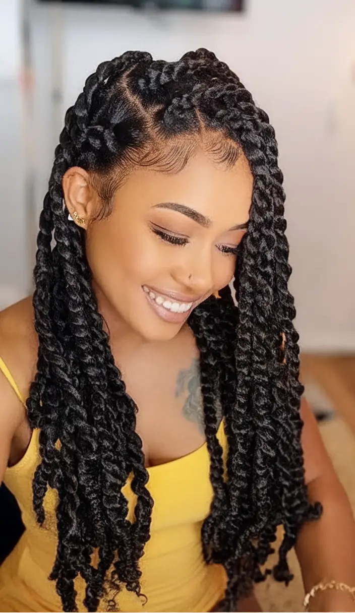 Beautiful Summer Braids for Black Women 2025 Soft Two-Strand Twists with Side Part