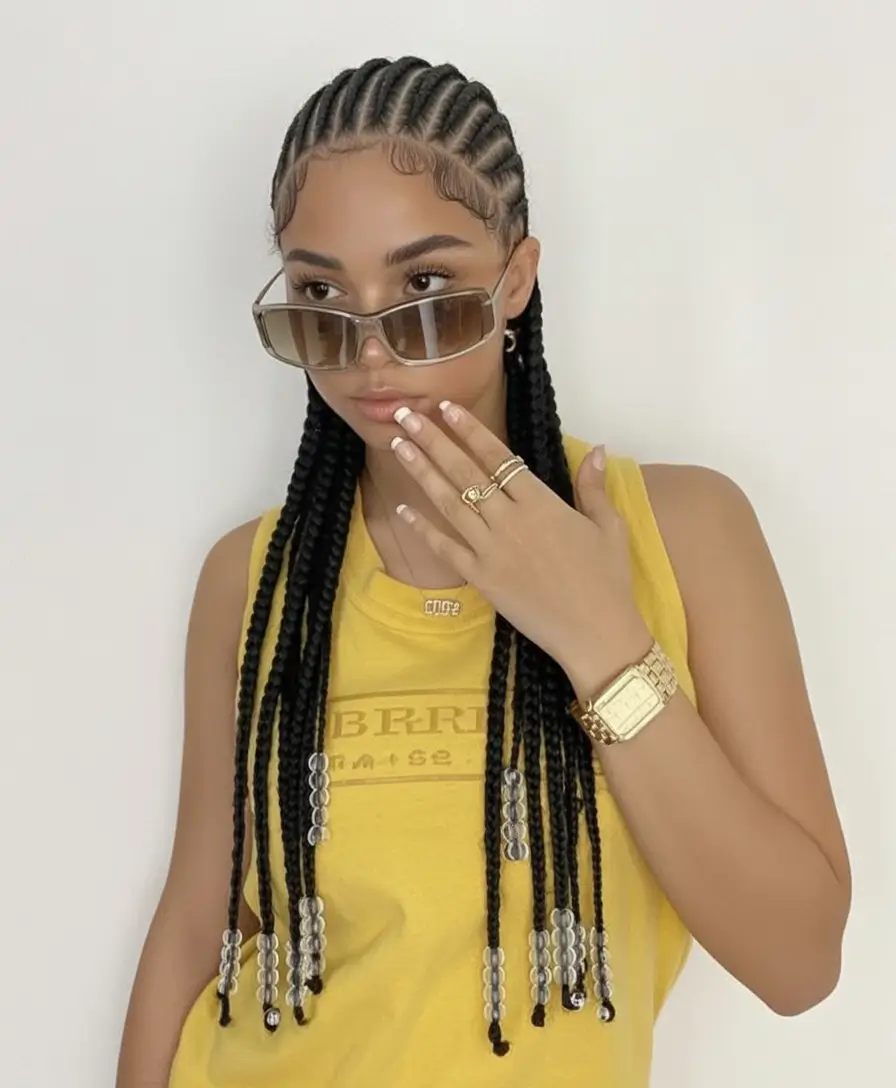 Beautiful Summer Braids for Black Women 2025 Beaded Cornrows with Sleek Precision