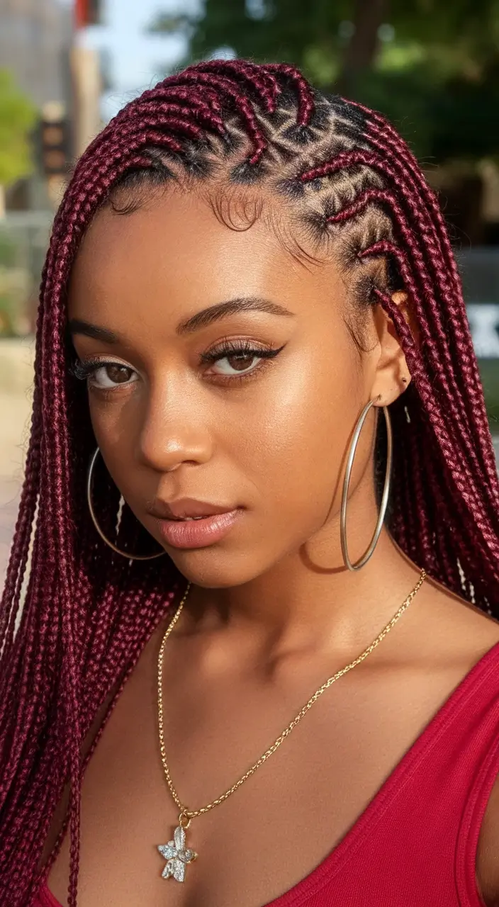 Beautiful Summer Braids for Black Women 2025 Wine Red Lemonade Braids