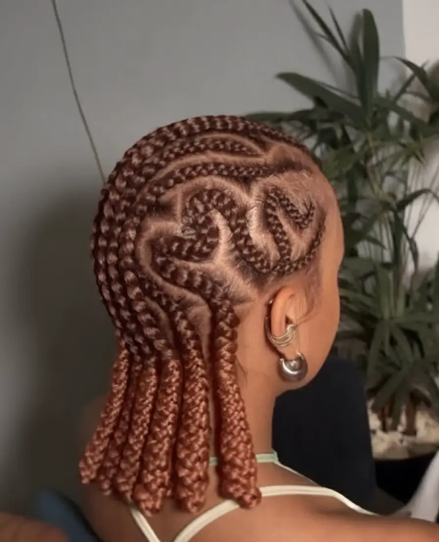 Beautiful Summer Braids for Black Women 2025 Geometric Cornrow Pattern with Copper Ends
