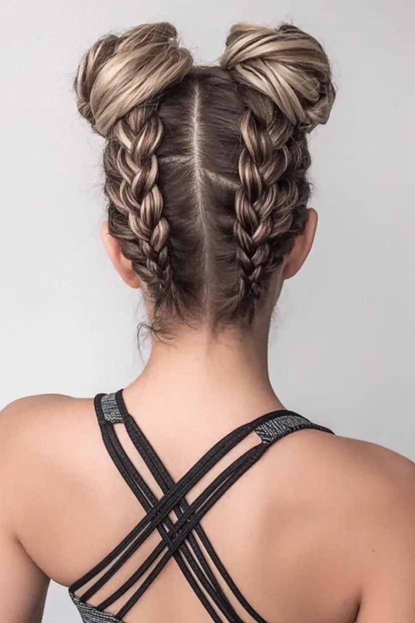 Easy Summer Hairstyles 2025 - Quick Looks You'll Love Braided Space Buns with Dutch Braids