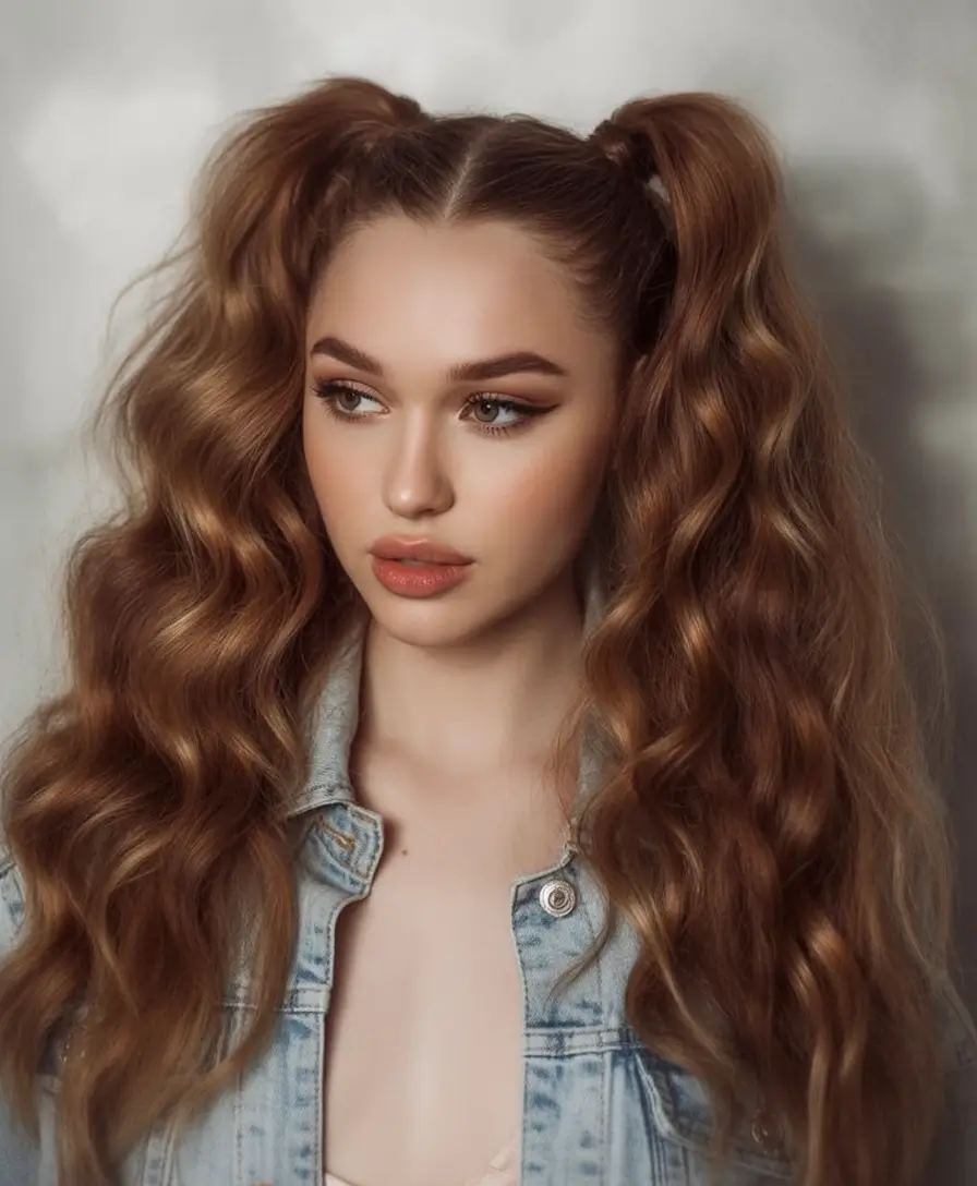Easy Summer Hairstyles 2025 - Quick Looks You'll Love Double Ponytails with Mermaid Texture