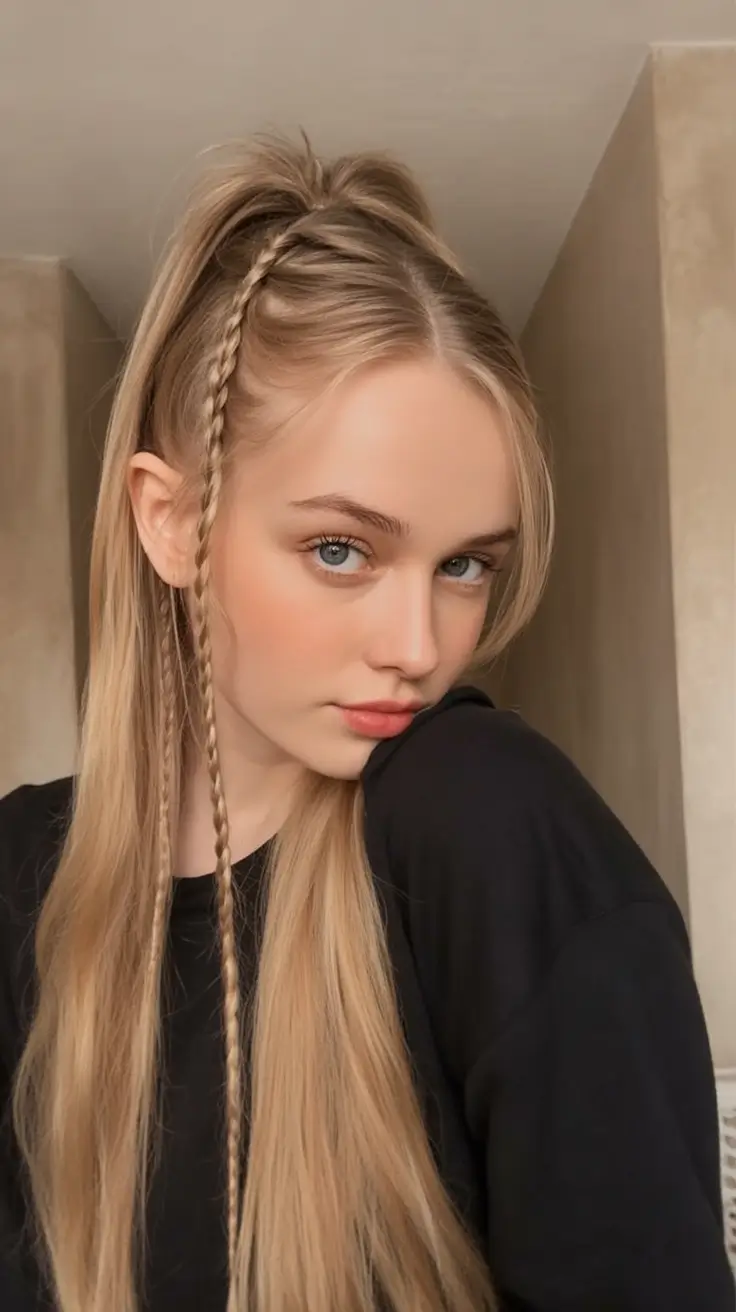 Easy Summer Hairstyles 2025 - Quick Looks You'll Love Half-Up High Pony with Side Braid Detail