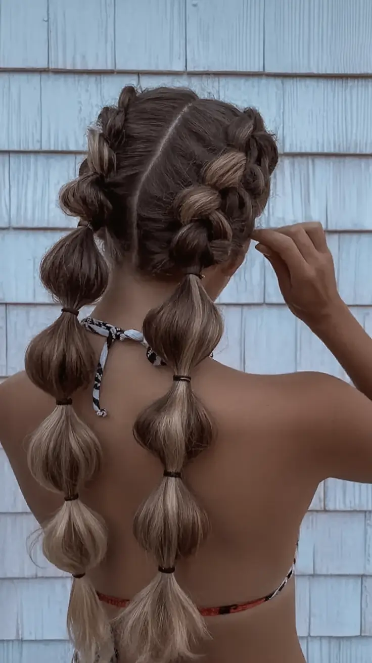 Effortless Summer Hairstyles 2025 Bubble Braided Ponytails