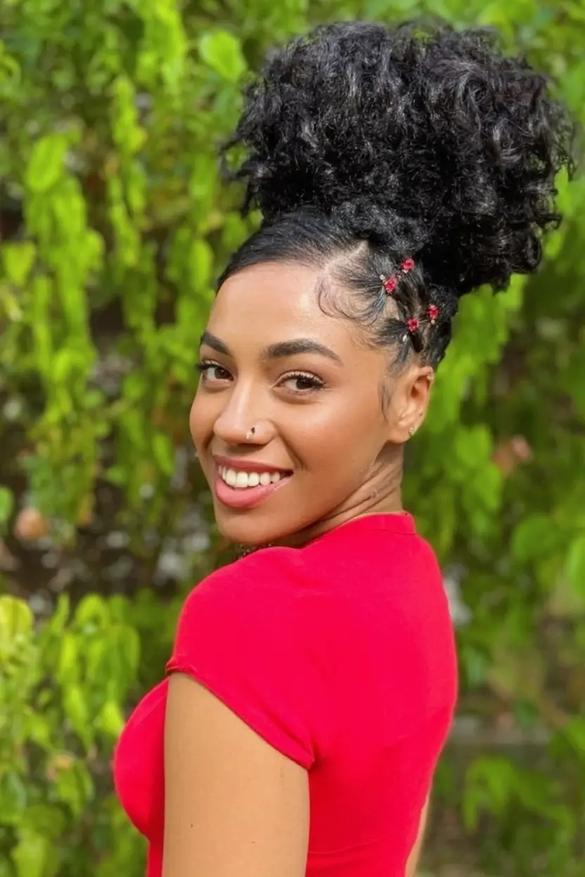 Effortless Summer Hairstyles 2025 Voluminous High Puff With Beaded Detail