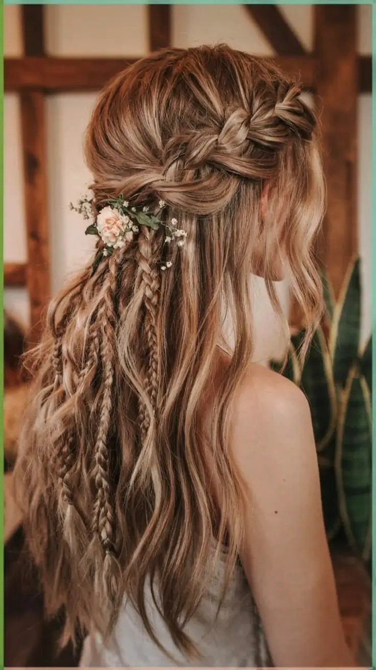 Effortless Summer Hairstyles 2025 Boho Braid & Flower Accent