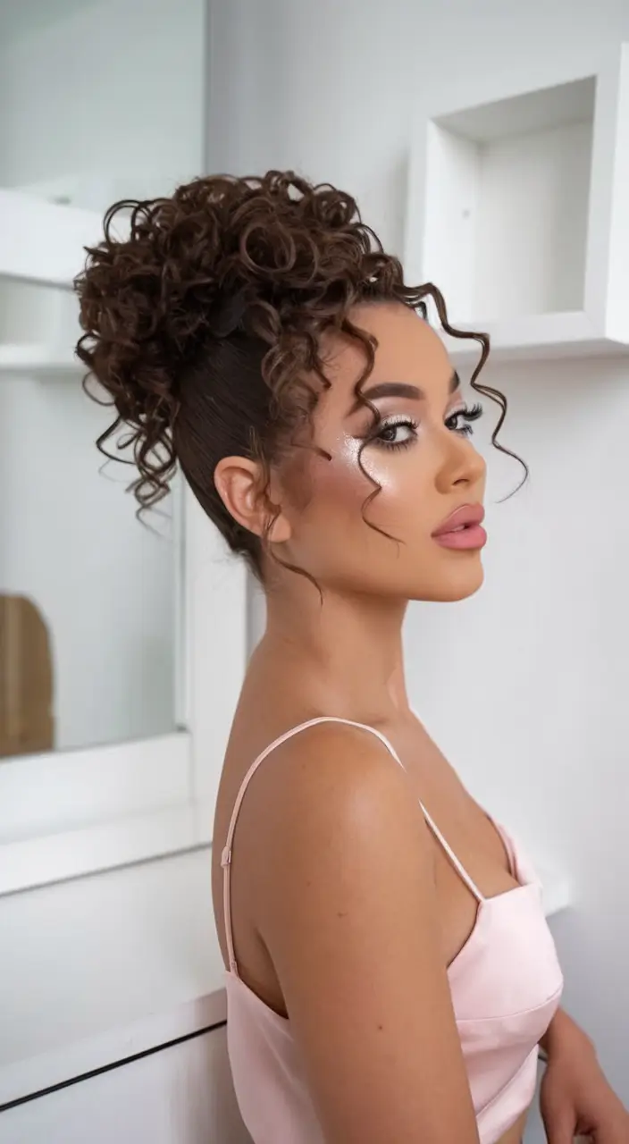 Elegant Wedding Hair Trends - Summer 2025 High Curly Crown With Romantic Tendrils