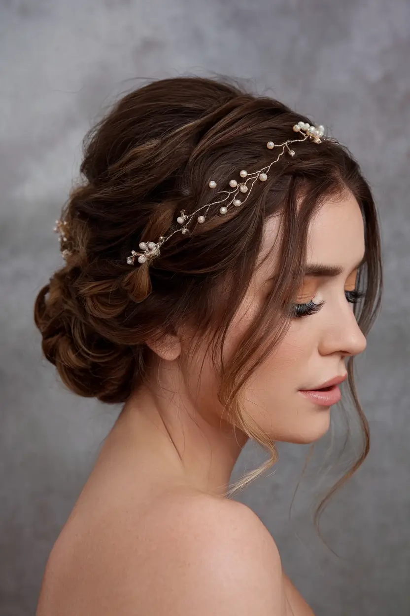 Elegant Wedding Hair Trends - Summer 2025 Loose Low Bun With Pearls