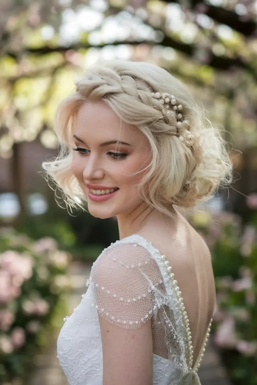 Elegant Wedding Hair Trends - Summer 2025 Textured Short Bob With Pearls
