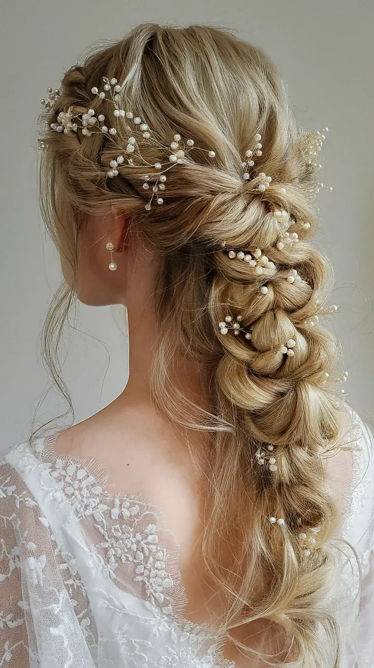 Elegant Wedding Hair Trends - Summer 2025 Romantic Braided Cascade With Baby’s Breath