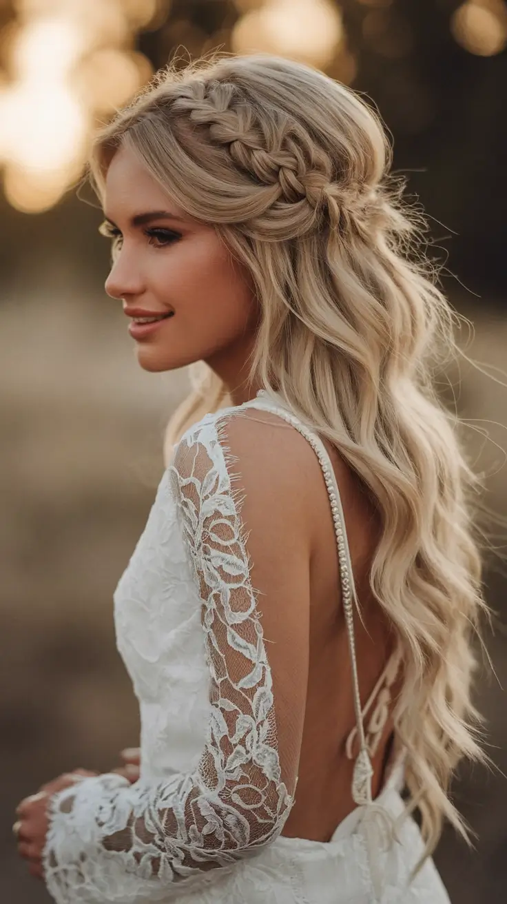 Elegant Wedding Hair Trends - Summer 2025 Textured Bob With Floral Crown Detail