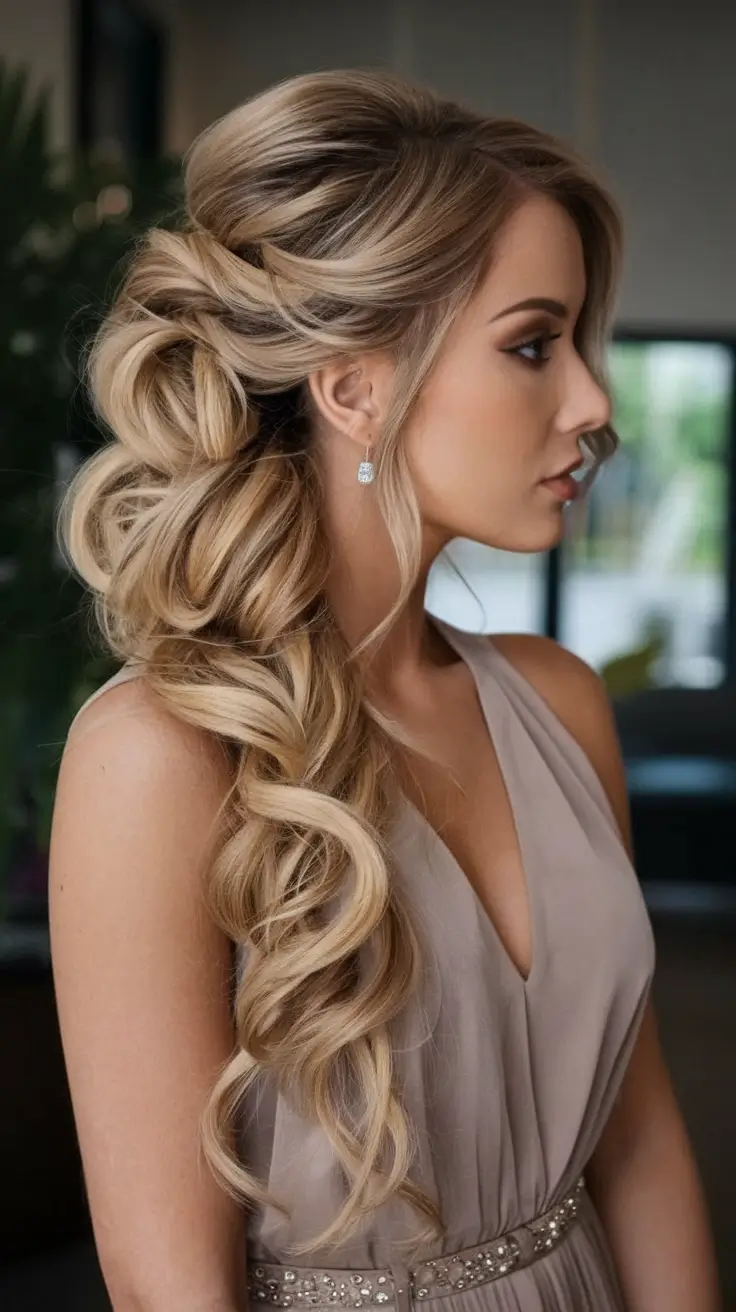 Elegant Wedding Hair Trends - Summer 2025 Voluminous Side-Swept Curls With A Twist
