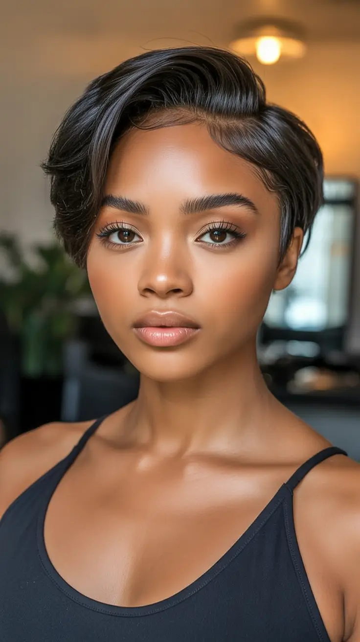 Fresh Inspiration Short Summer Haircut 2025 Glossy Tapered Cut With Sculpted Edges