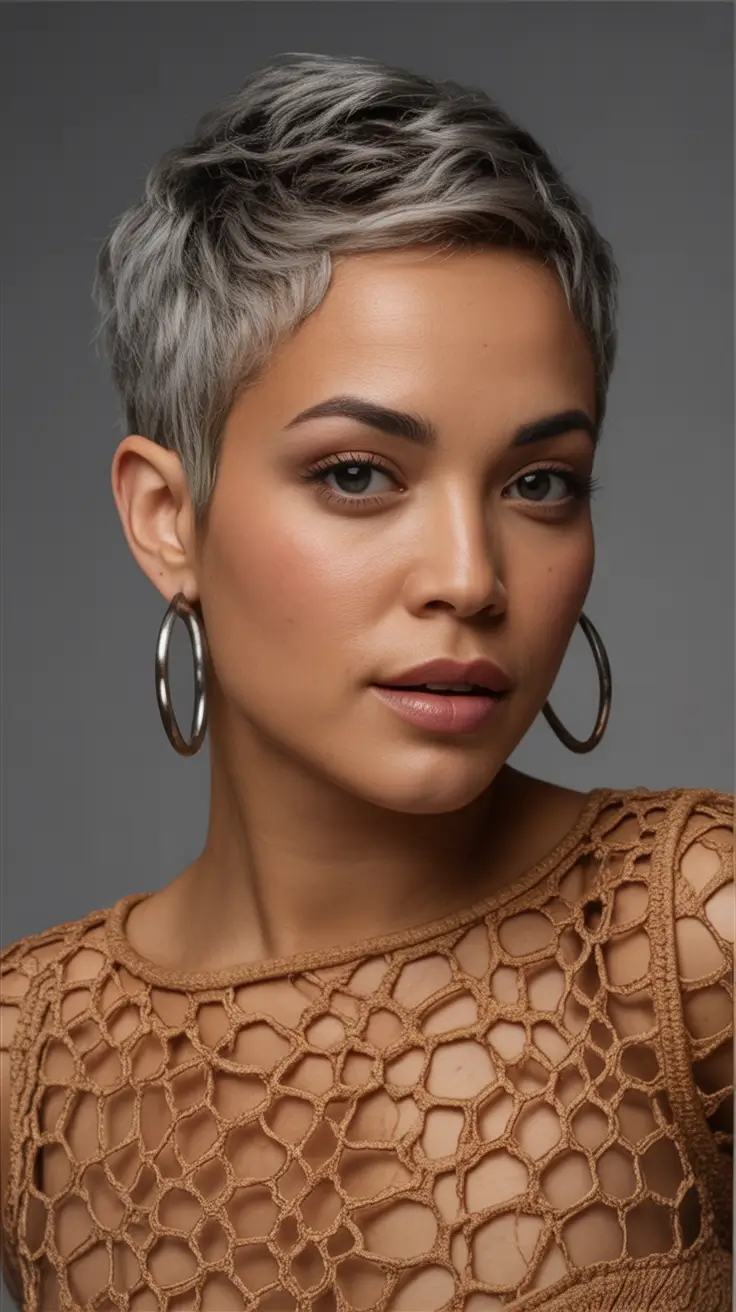 Fresh Inspiration Short Summer Haircut 2025 Icy Silver Pixie For Modern Edge