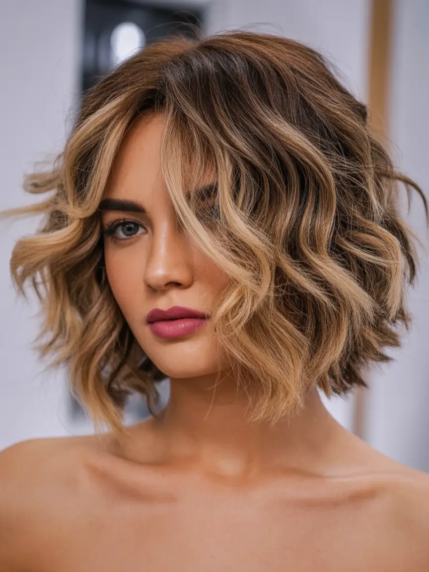 Fresh Inspiration Short Summer Haircut 2025 Honey-Blonde Beach Bob with Curled Texture