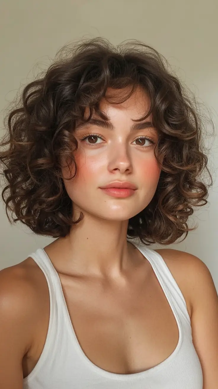 Fresh Inspiration Short Summer Haircut 2025 Soft Brunette Curls With A Romantic Twist