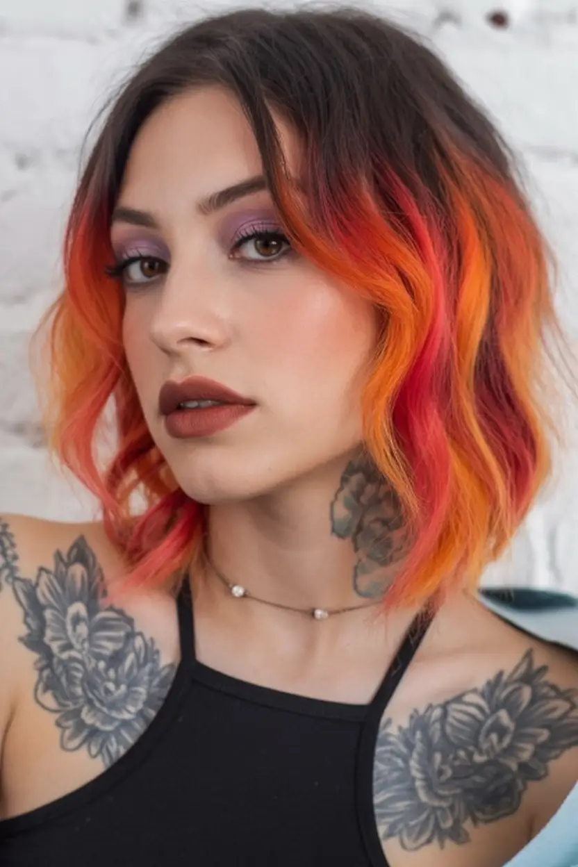 fresh shades summer ombre hair color ideas 2025 Sun-Kissed Citrus Sizzle
