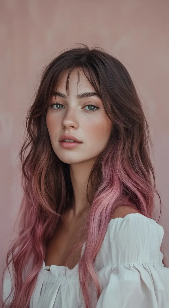 fresh shades summer ombre hair color ideas 2025 Berry Kissed Brunette