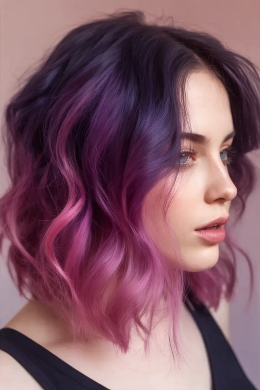 fresh shades summer ombre hair color ideas 2025 Galaxy Plum Melt