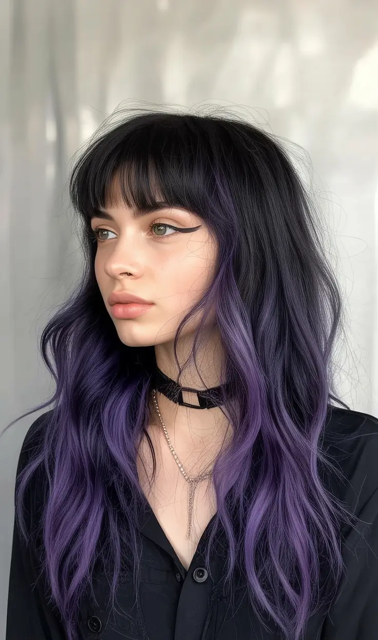 Fresh Shades Summer Ombre Hair Color Ideas 2025 Lavender Dip with Feathered Fringe