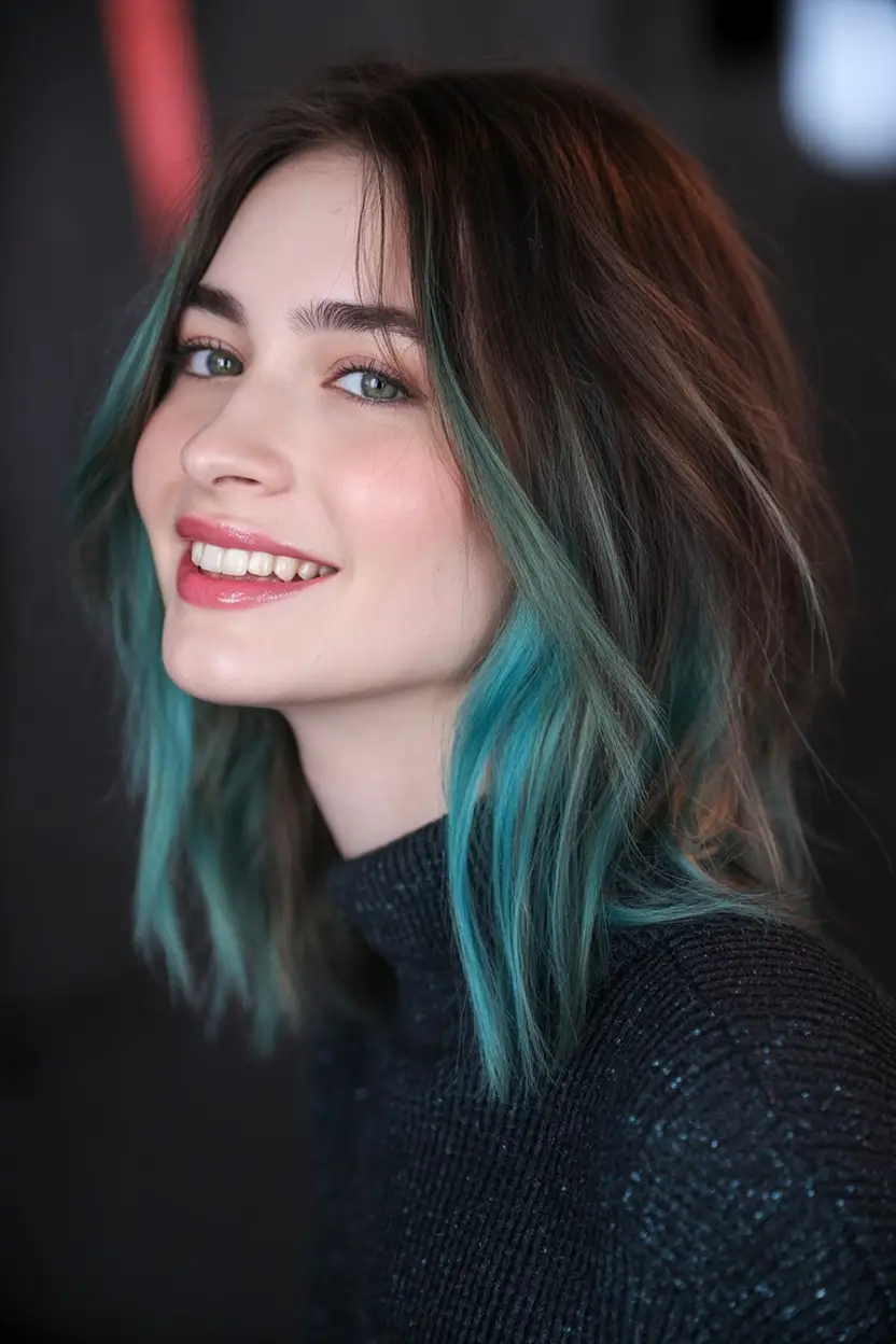 fresh shades summer ombre hair color ideas 2025 Mermaid Teal with a Twist