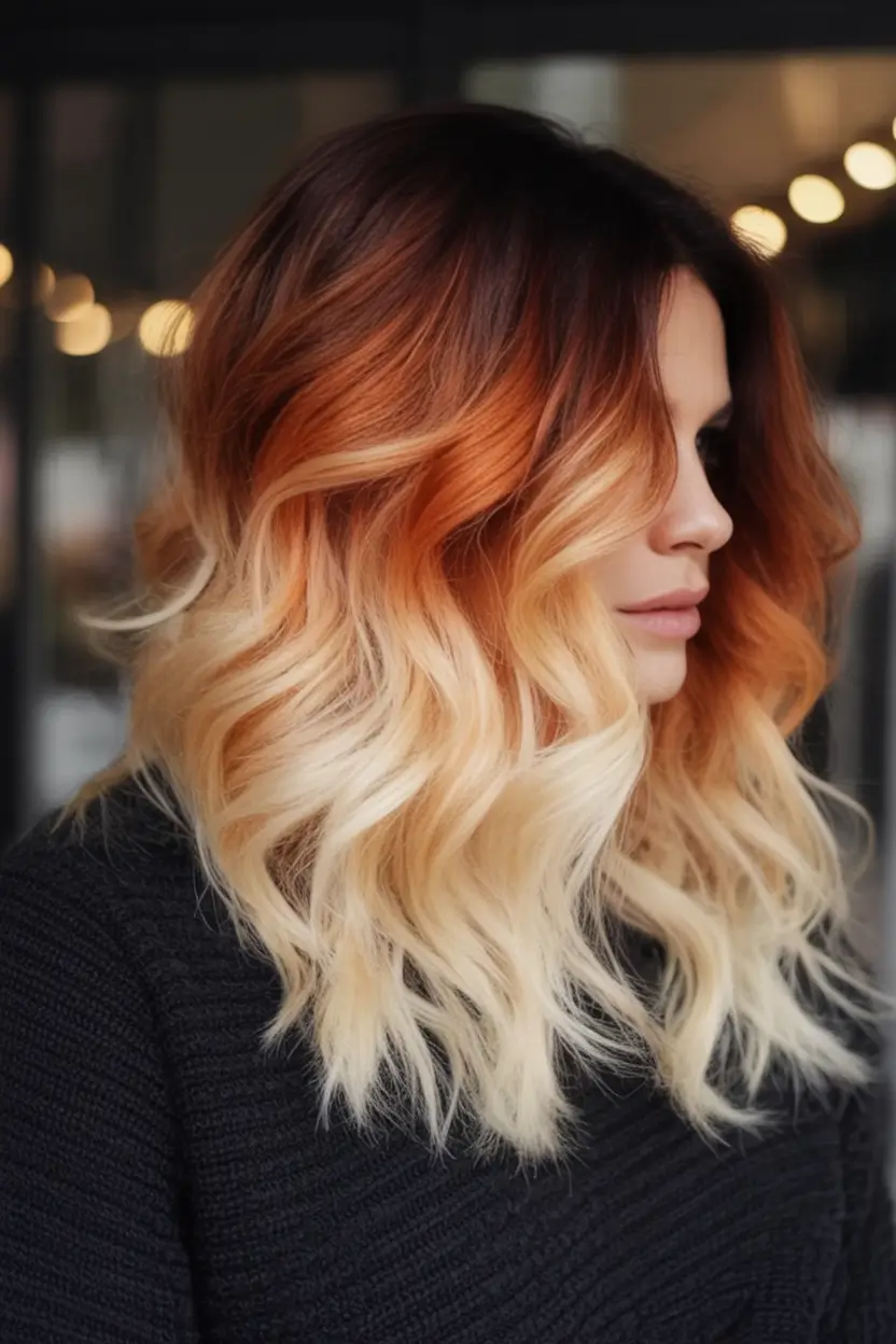 fresh shades summer ombre hair color ideas 2025 Creamsicle Blonde Fade