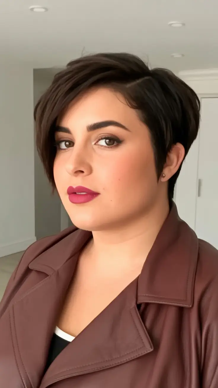 haircut for chubby face - summer ideas 2025 Asymmetrical Pixie With Attitude