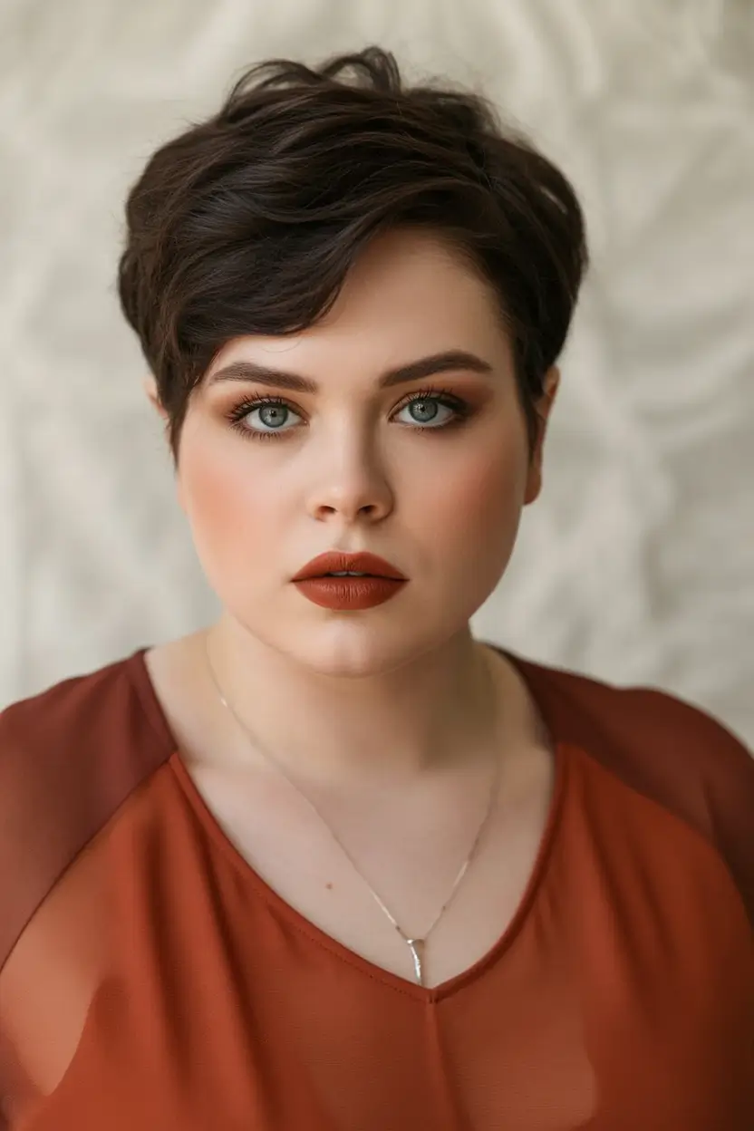 haircut for chubby face - summer ideas 2025 Polished Pixie With Subtle Layers