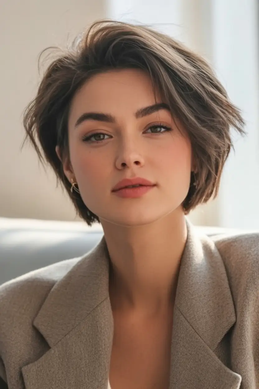 haircut for chubby face - summer ideas 2025 Feathered Bob With Power Volume