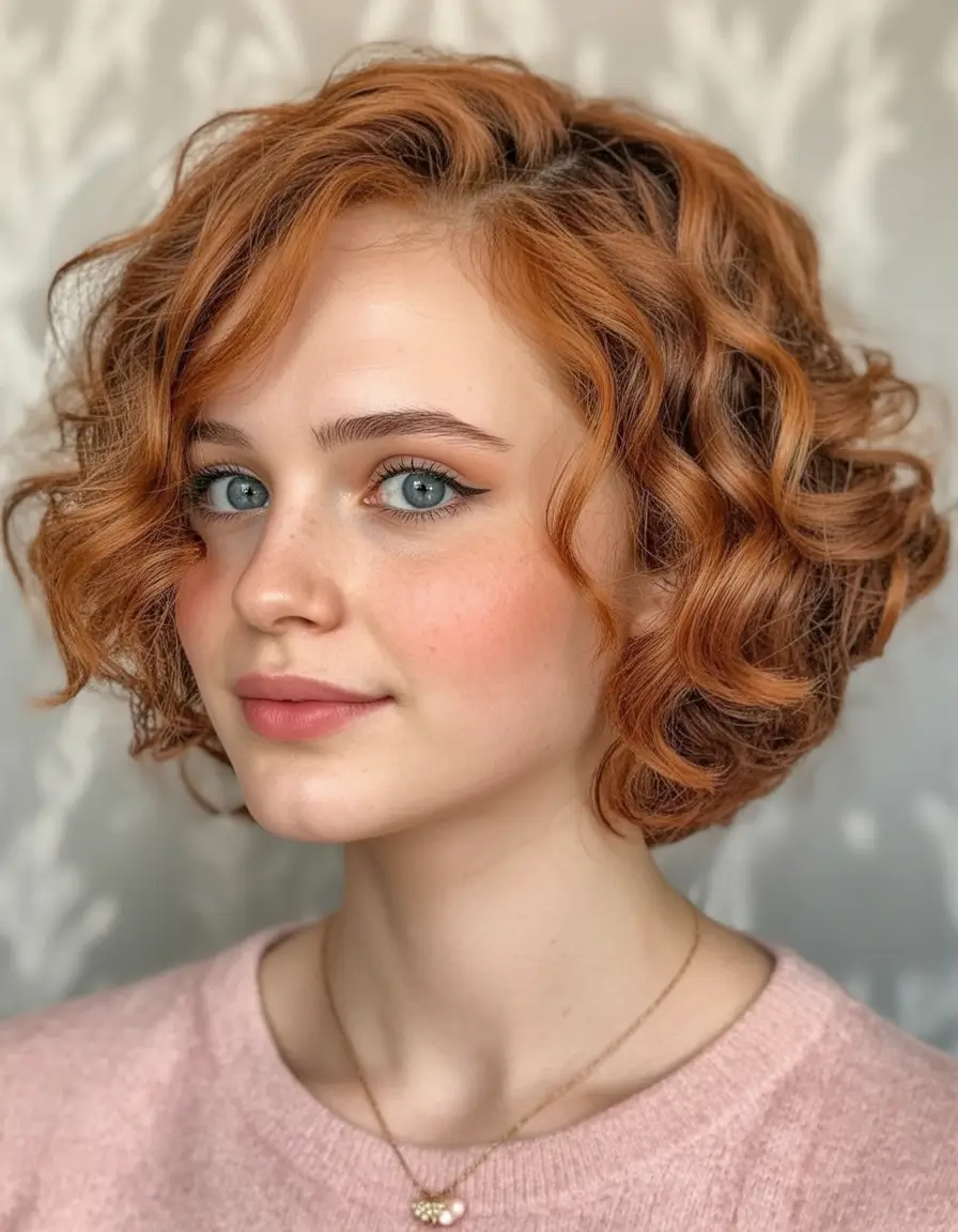 haircut for chubby face - summer ideas 2025 Retro-Inspired Copper Ringlets