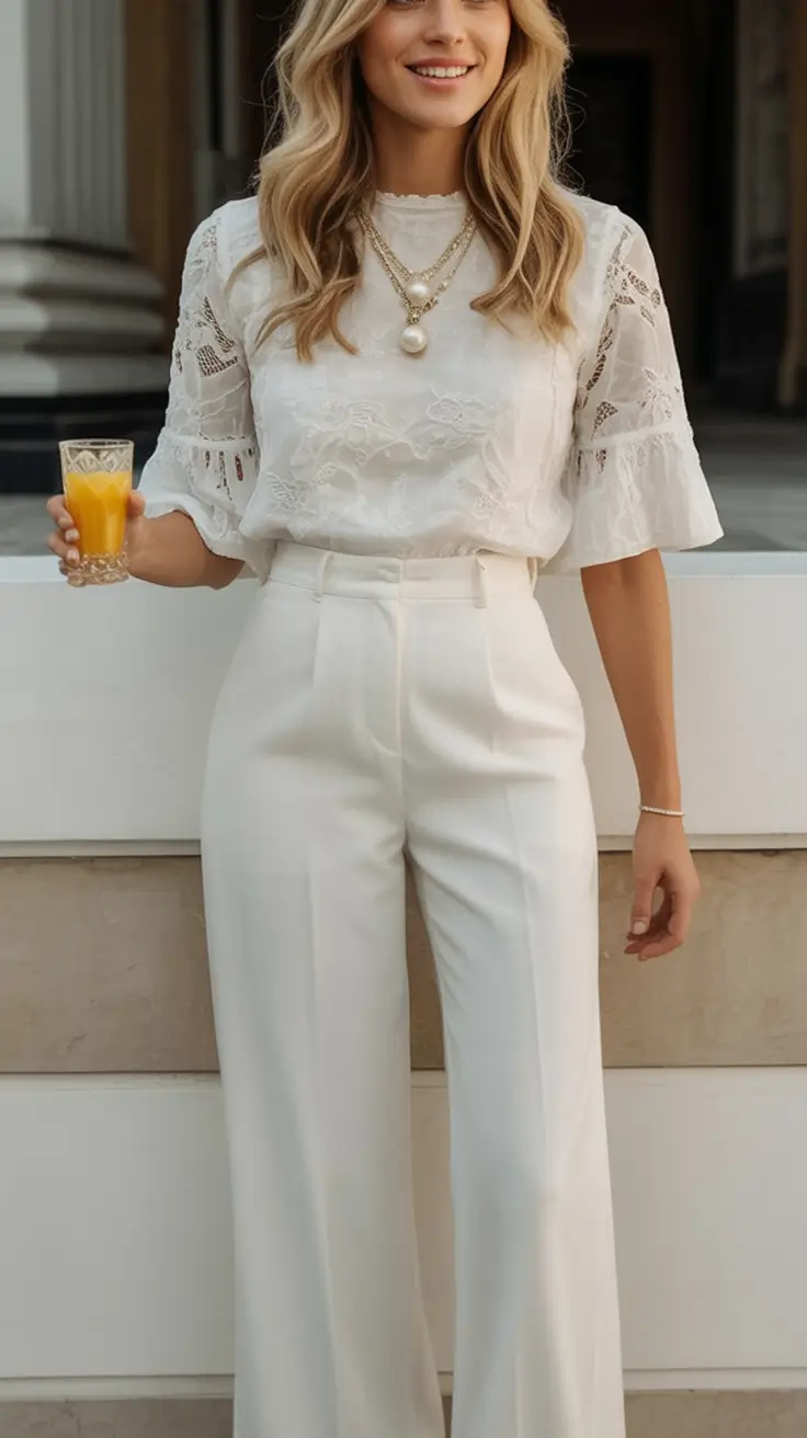 july outfits ideas 2025 Lace and Pearls for Brunch Energy