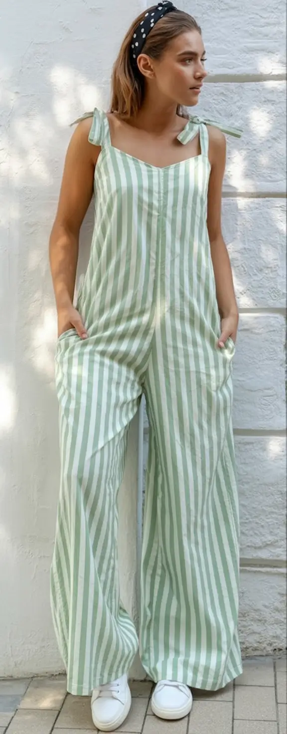 july outfits ideas 2025 Mint Stripes and Retro Ease