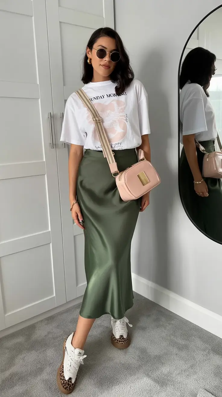 July Outfits Ideas 2025 Casual Cool-Girl Vibes with a Satin Spin