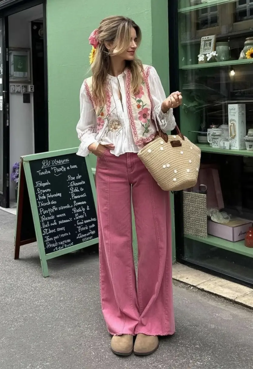 june outfits ideas 2025 Boho Chic with a French Twist