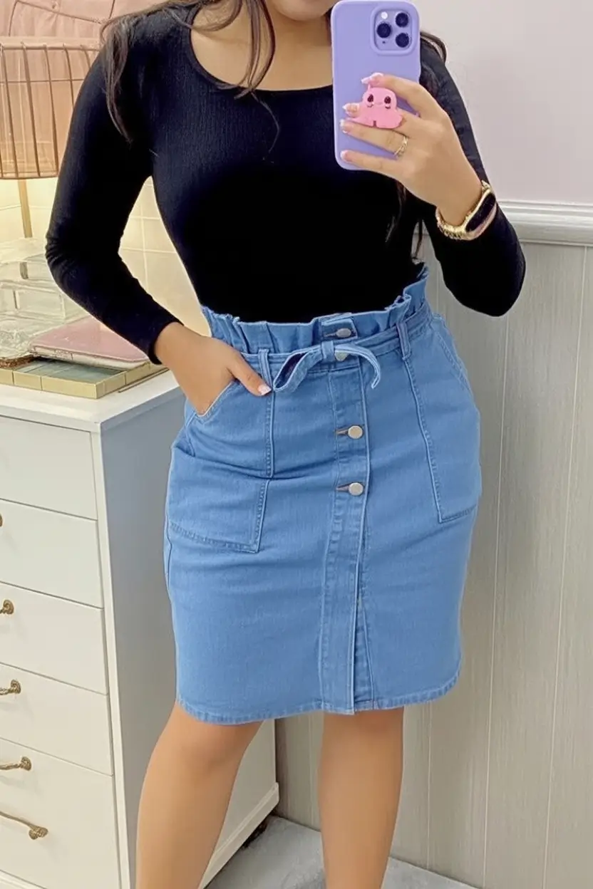 june outfits ideas 2025 Paperbag Denim & Modern Femininity