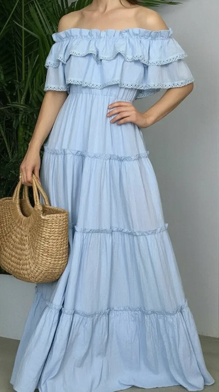 june outfits ideas 2025 Soft Blue for Lazy Summer Mornings
