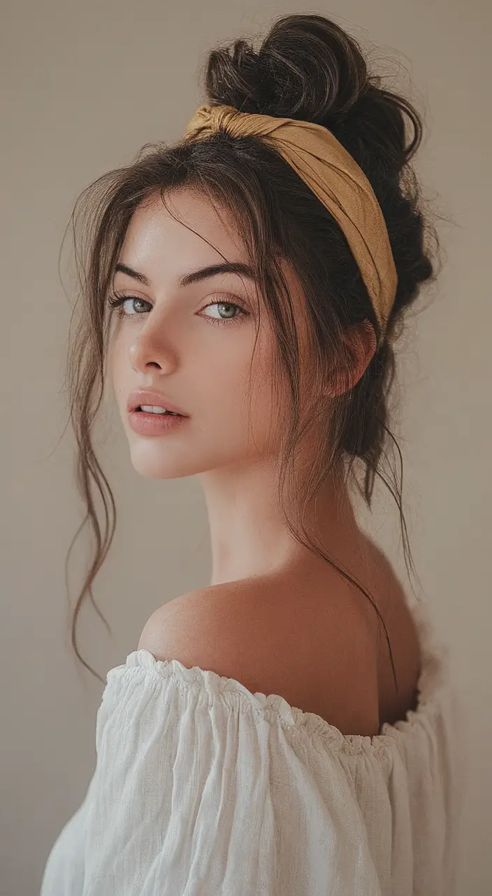 Must-Try Summer Hairstyles for Long Hair 2025 Boho Bun with Linen and Loose Waves
