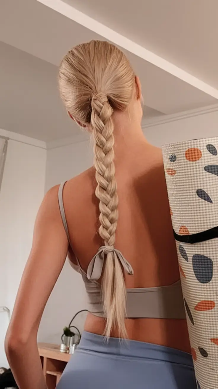 Must-Try Summer Hairstyles for Long Hair 2025 Low Braid with Satin Ribbon Detail