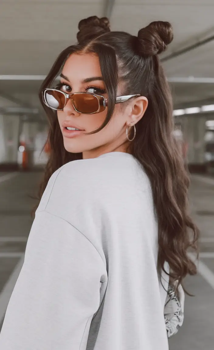 Must-Try Summer Hairstyles for Long Hair 2025 Space Buns with Effortless Waves