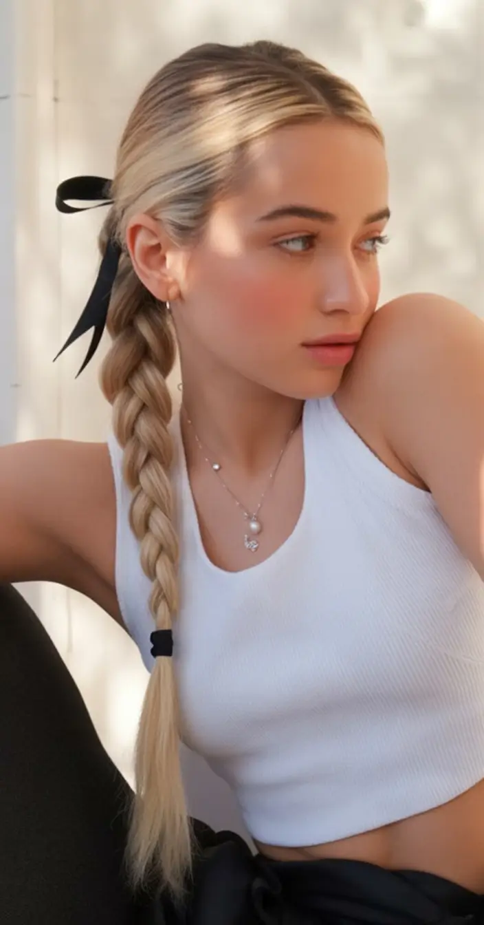 Must-Try Summer Hairstyles for Long Hair 2025 Chic Side Braid With Ribbon