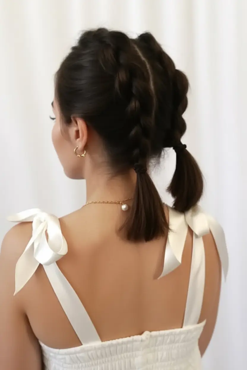 Practical Summer Swimming Hairstyles 2025 Secure Double Braids for Short Hair