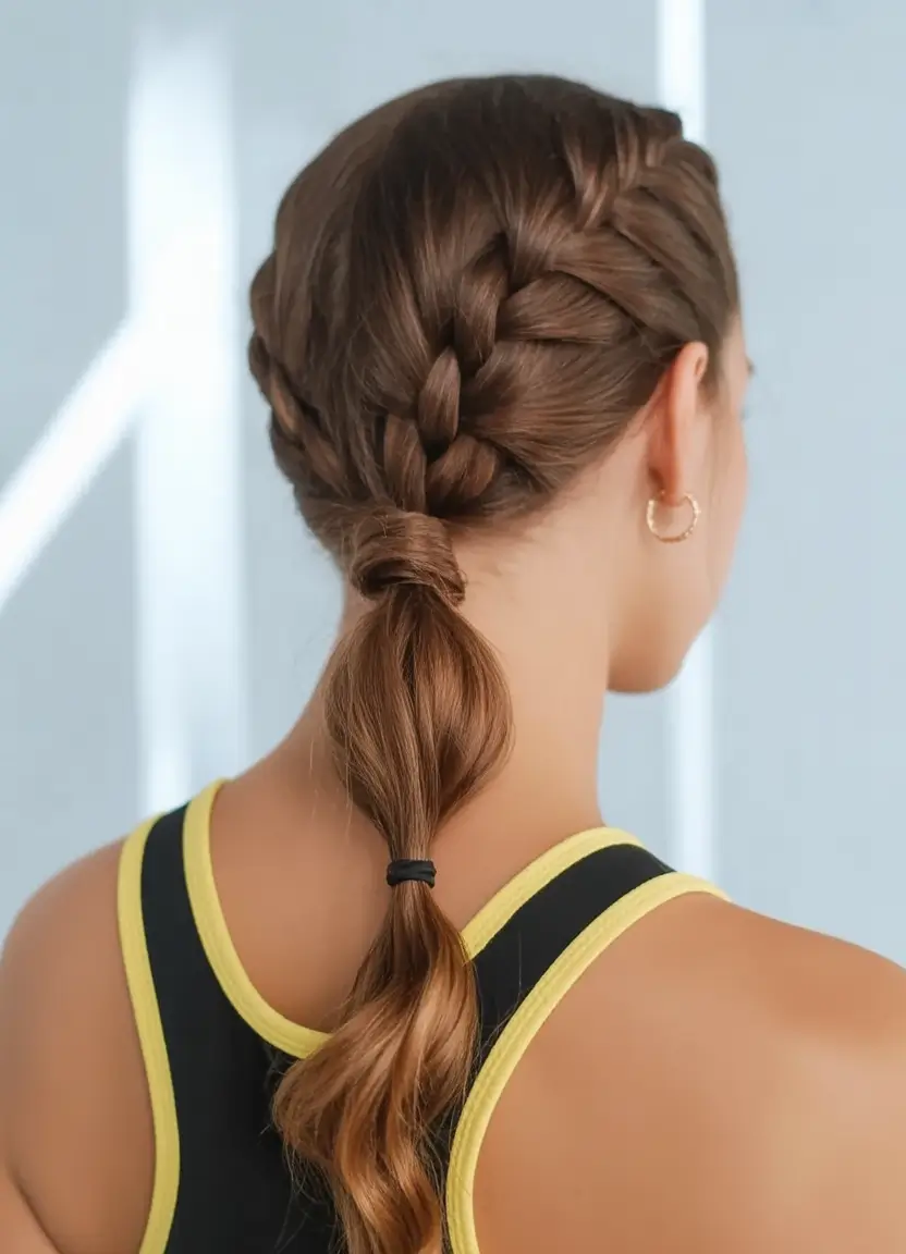 Practical Summer Swimming Hairstyles 2025 Sporty French Braids into Low Tie